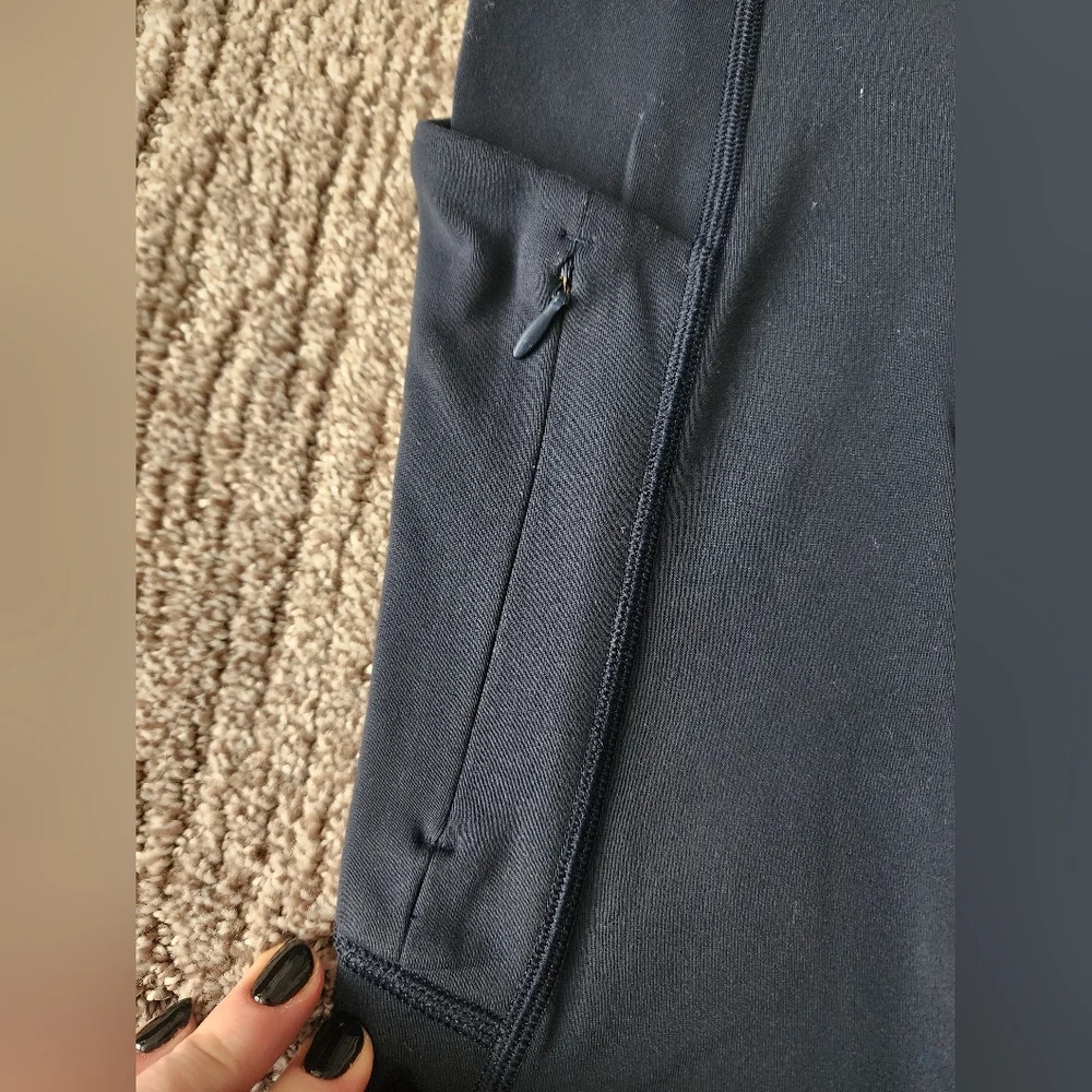 Athleta All In Navy Tights Leggings Size Small With Stash Pockets - Picture 3 of 8